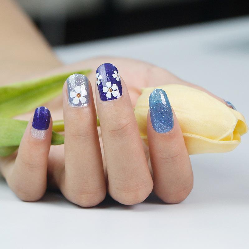 Verlaufs Gänseblümchen Nagelsticker Vollsticker 3D Nagelkunst Sticker Wasserdichter Nagelsticker Vollsticker