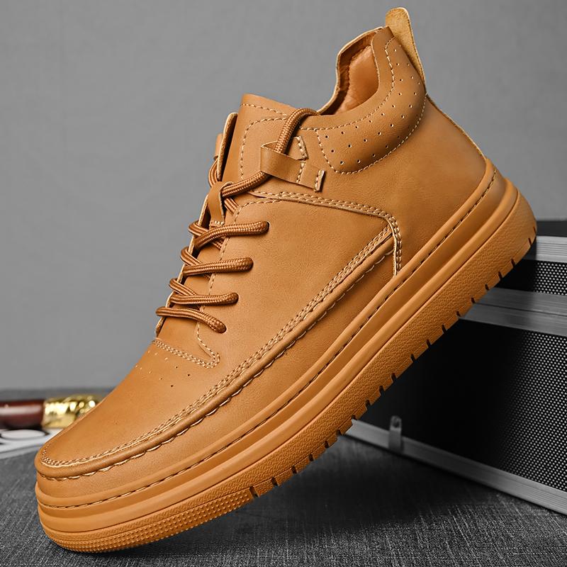 Moda Gorąca Sprzedaż Męskie Skórzane Buty Codzienne Europa Ameryka Buty na Grubej Podeszwie Męskie Buty do Pracy Buty Outdoorowe do Wędrówek