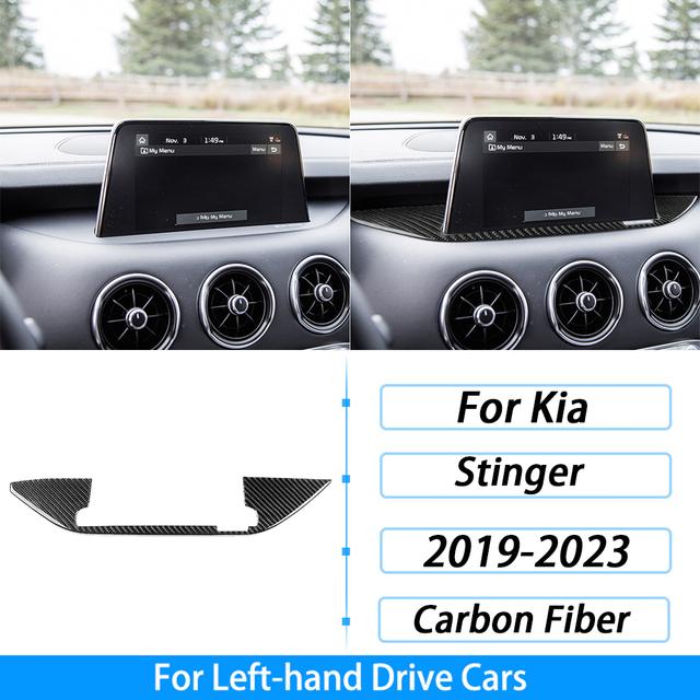 Pentru Kia Stinger - Acoperire Ornament Panou Bază Ecran Navigație Fibră de Carbon Reală Accesorii Autocolant Decor Interior Auto