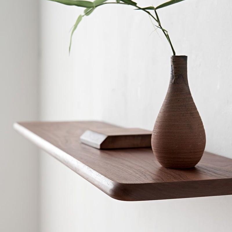 Solid Wood Flat Board Wall Mount Storage Rack Flat Partition Walnut Hanging Rack Room Decoration Storage Board