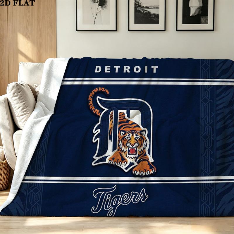 Detroit Tigers Print Flannel Blanket High Quality Warm Comfortable Cover for All Seasons Perfect for Gifts Home Decor