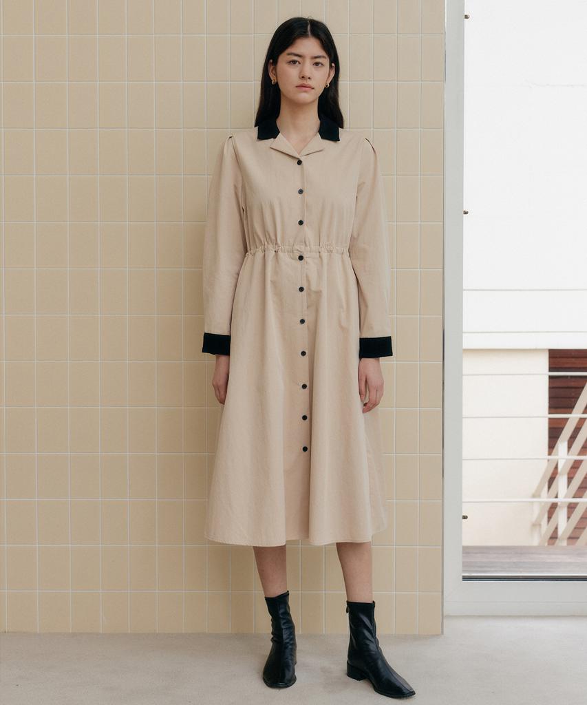 YUPPE Tweed Collar Onepiece_Beige
