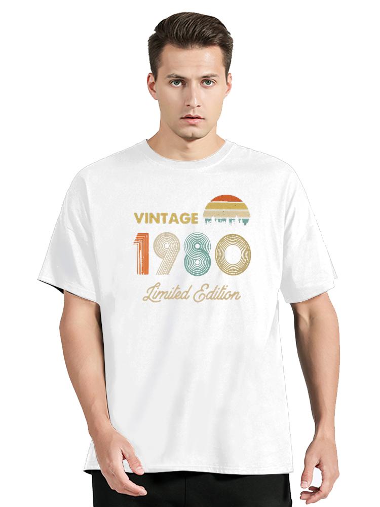 Vintage 1980 Limitovaná edice Pánské tričko Dárkové tričko k výročí Harajuku Bavlněné Narozeninový dárek Pánské oblečení Nadměrná trička Topy