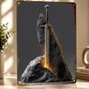 Fantasy Sword In Stone Personalized D Textured Metal Poster Wall Art Tinplate Sign for Decor Living Room Decoration Man Home