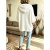 Women's Loose Seven Quarter Sleeves, Hooded Drawstring T-shirt, Batsleeved Top, Outerwear