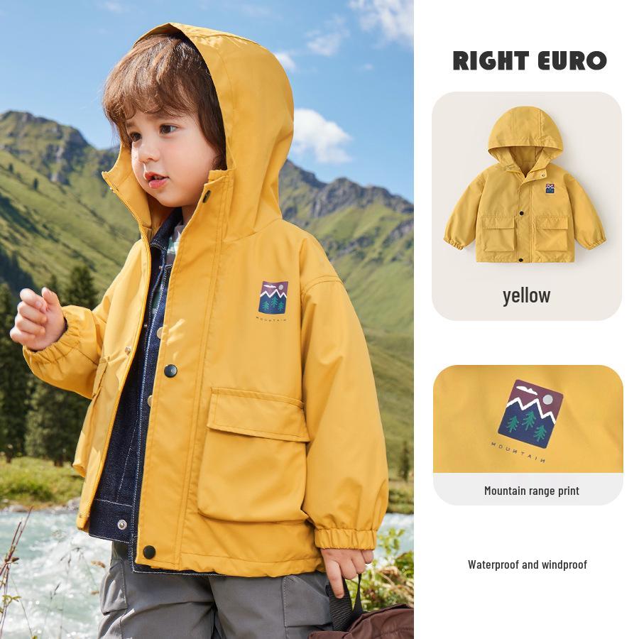 Europäische Jungen-Bergsteigerjacke - Frühjahr 2026 Neue Trendige Kinder-Outdoor-Jacke für Kleinkinder und Kinder
