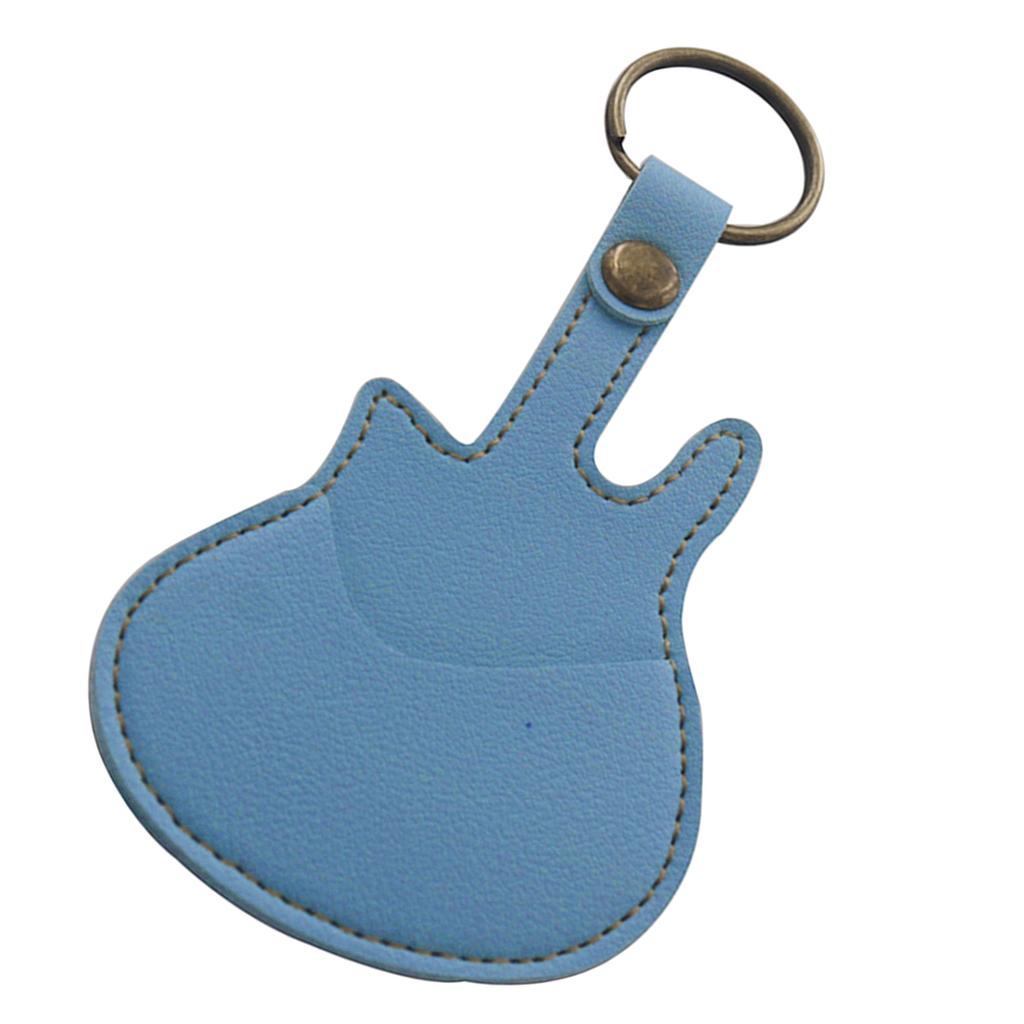 Guitar Picks Holder Case with 3 Picks, PU Leather Picks Bag and Picks Carrying Case with Keyring for Guitar Bass Ukulele