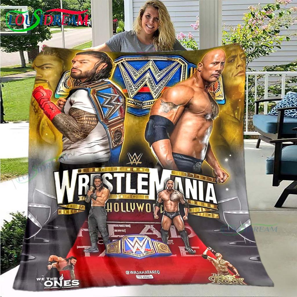 Fashion Wrestling Sport W-Wwe Print Blanket Flannel Thin Blanket Portable Home Travel Office Lunch Break Blanket Bath Towel Gift