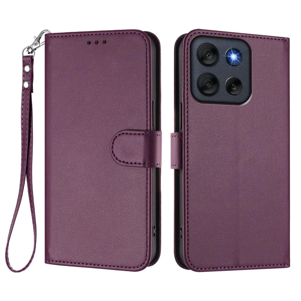 For Motorola Moto G56 5G Leather Case Wallet Stand Phone Cover with Wrist Strap