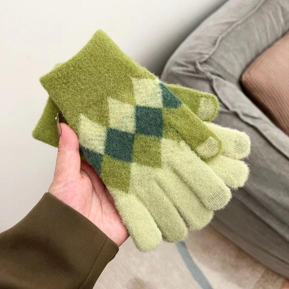 New Keep Warm Knitted Glove Windproof Touch Screen Winter Cycling Glove Cold Proof Full Finger Mittens Female