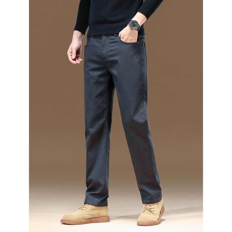 Men's Slim-Fit Casual Pants Made of Pure Cotton, 2024 New Spring/Autumn Style, Loose Straight-Leg Business Versatile Long Pants