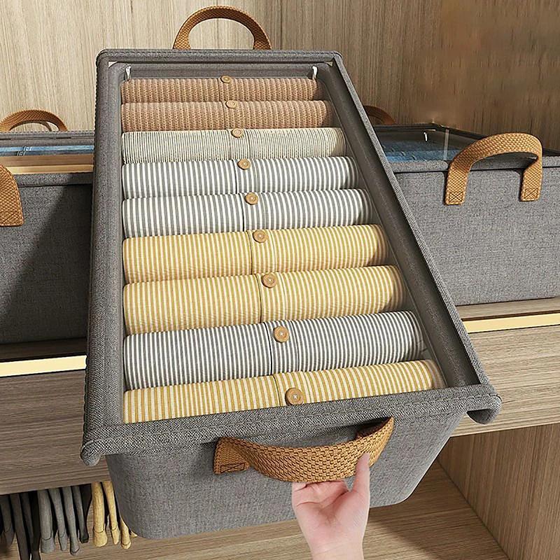 1Pc Cationic Steel Frame Folding Storage Box Clothes Trousers Home Multi-functional Compartment Drawer Wardrobe Storage Box