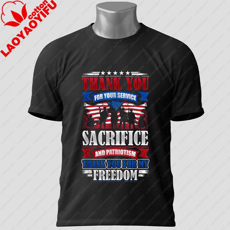 Thank You for Your Service US Army Soldier Graphic Tshirt Pure Cotton Shirt Sleeve Round Neck Casual Outdoor Tee Unisexs Shirt