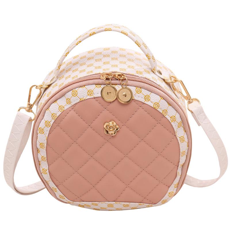 Swan Kulatá prošívaná květinová crossbody kabelka přes rameno