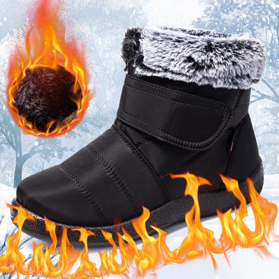 2024 Women's Fluffy Fleece Lined Snow Boots, Waterproof Outsole Flat Ankle Boots, Winter Warm Outdoor Shoes