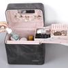 Large Capacity Cosmetic Box Pu Leather Waterproof Make-Up Case Lipstick Jewelry Organize Storage Multifunctional Box With Mirror