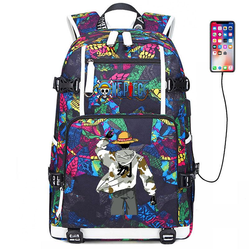 ONE PIECE Luffy School Bag Animation Peripheral Large Capacity Lightweight Backpack Junior High School Backpack Travel Bag