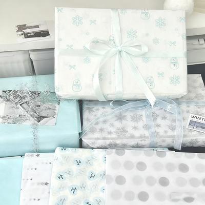 Ins Style High Beauty Blue White Winter Series Snow Pear Paper Collection DIY Large Sheet Decorative Gift Wrapping Paper