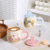 Kreative Katze Tasse mit Deckel Geschenk Trinkbecher Süße Hase Keramik Kaffeetasse Büro Wasserbecher