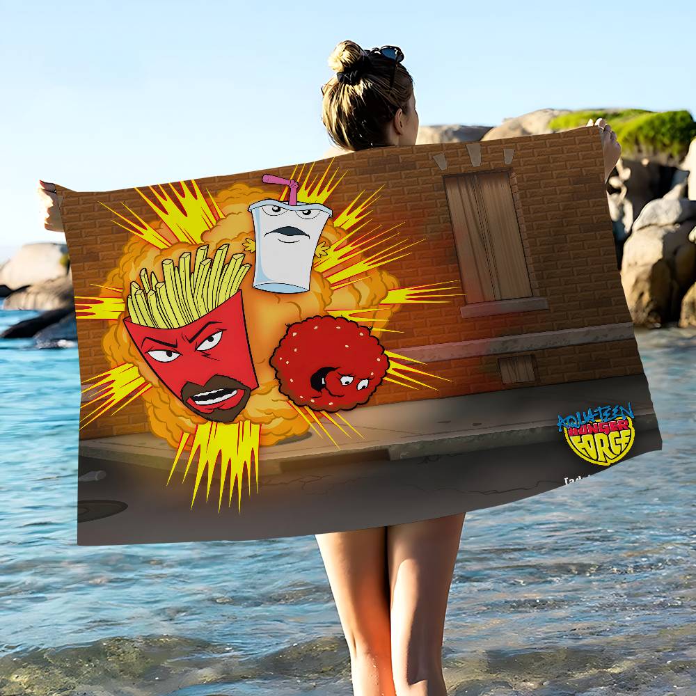 Cartoon A- AquaS Teen Hunger Force Große Mikrofaser Strandtücher Schnelltrocknendes Handtuch Sandstrandtücher Handtuch für Pool Reisen Schwimmen