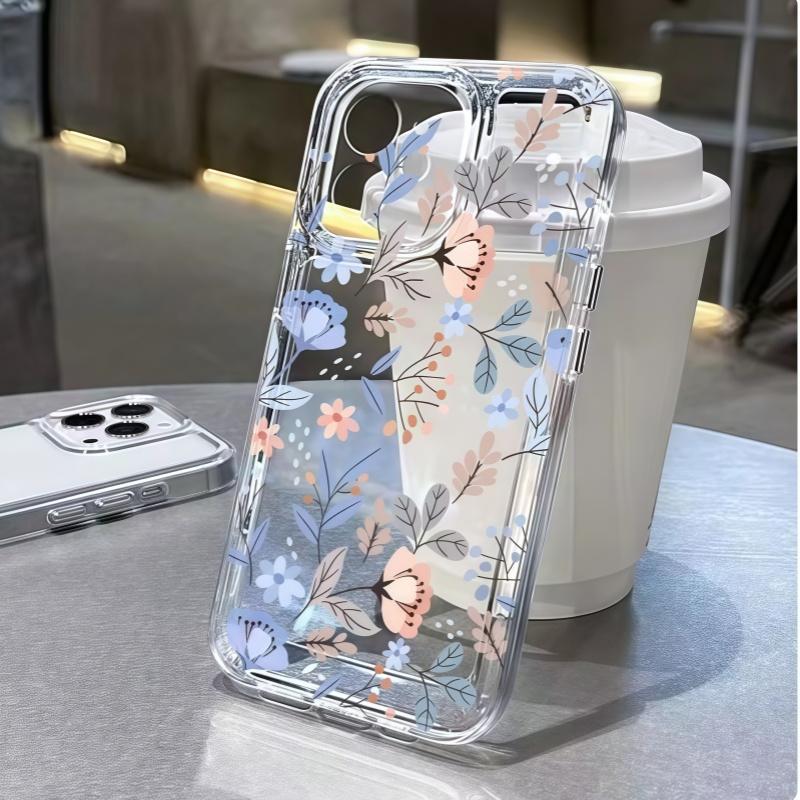 Case For Samsung Galaxy S26Edge S25 S24 S26 Ultra Plus S23 S20 FE Simple Flowers Pattern Silicone Transparent Soft Cover