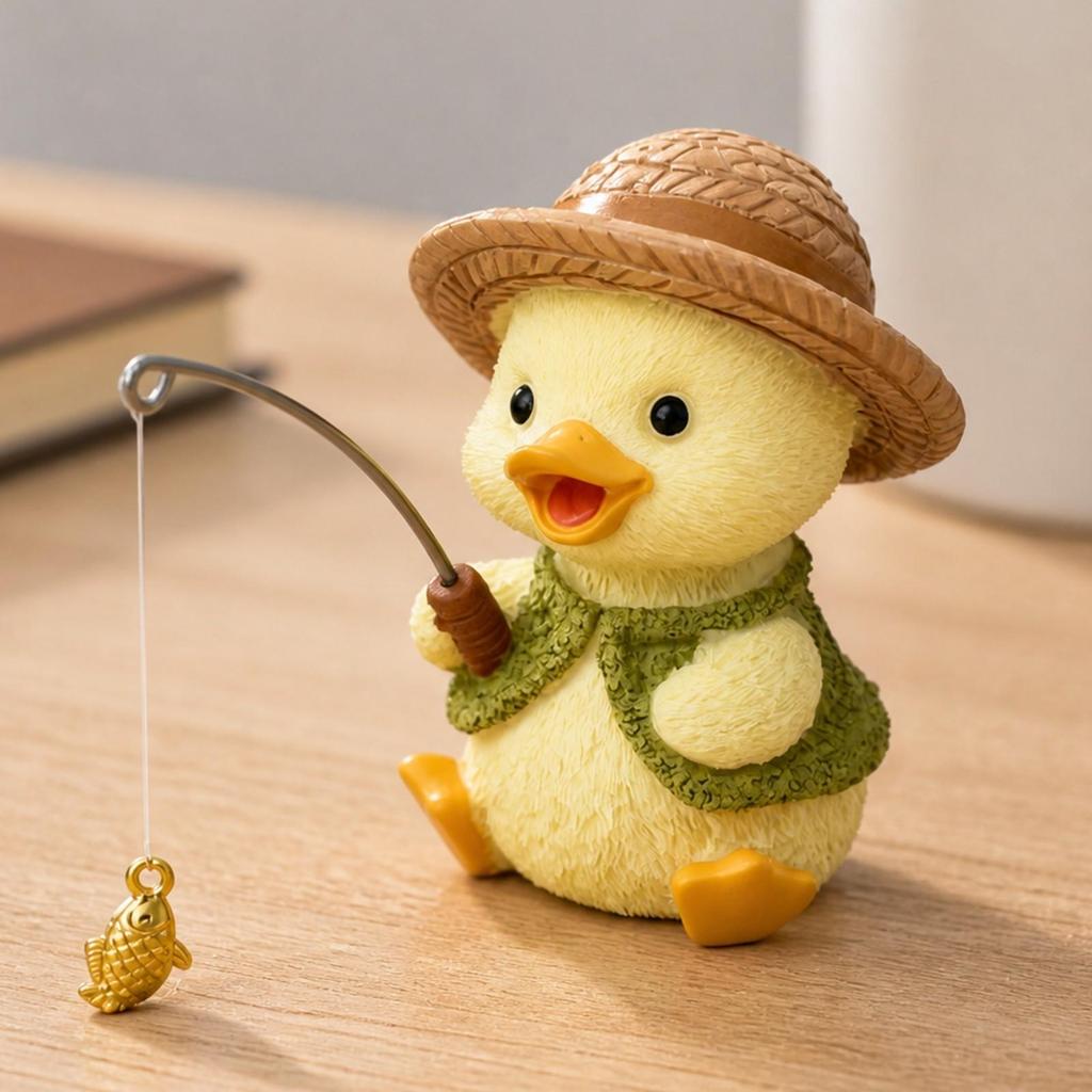 Duck Figurine with Hat Cute Statue Miniature for Tabletop