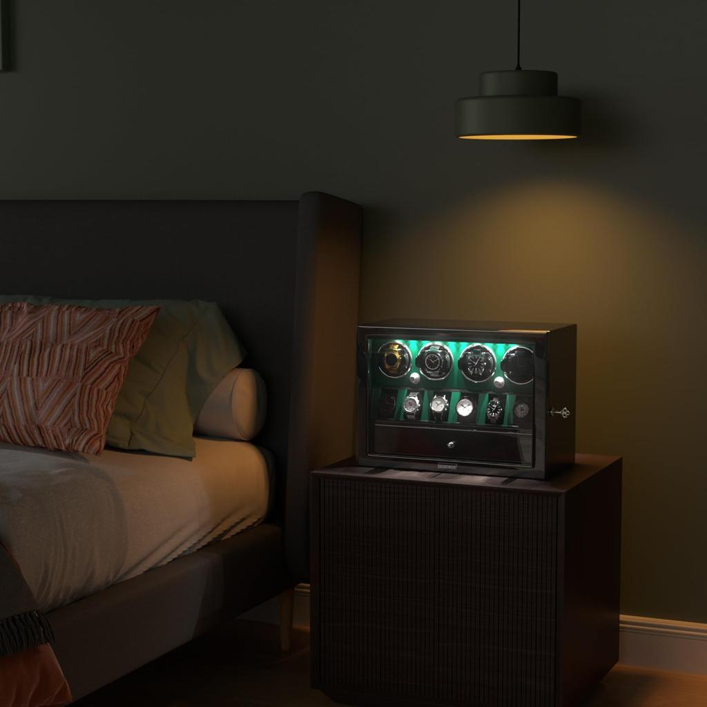 DUKWIN Winding Storage for 4 6 Watch Automatic Watch Watch Watch with Japanese Mabuchi LED Watch Durable Machine, + Watches, Winder, Winder, Case,