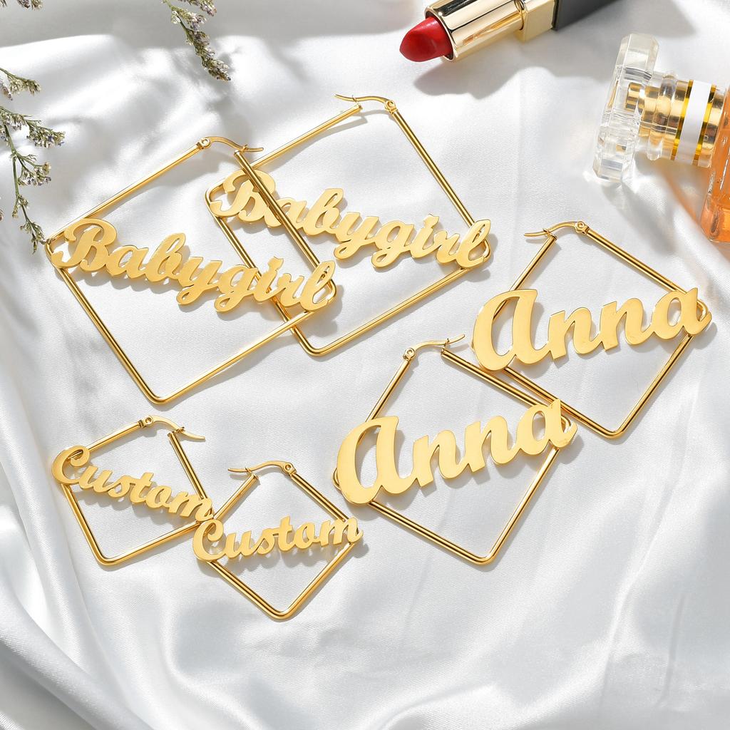 Atoztide Custom Name Earring High Quality Personalized Stainless Steel Letter Heart Star Earrings for Women Party Jewelry Gift