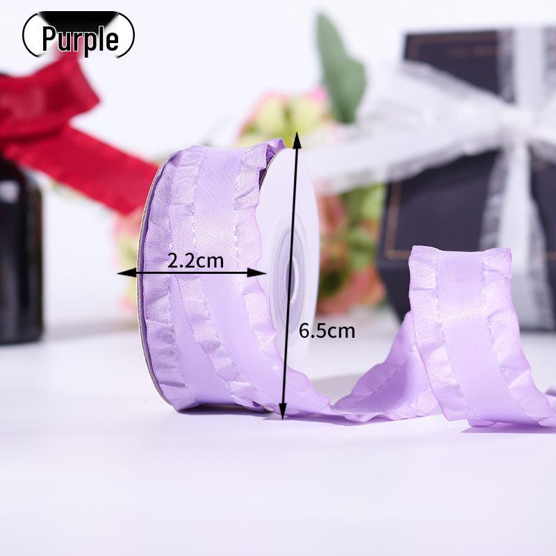 

2.2cm Ruffled Silk Polyester Ribbon: Retro Pleated Chiffon Trim for Clothing, Curtains, Skirts, and Gifts
