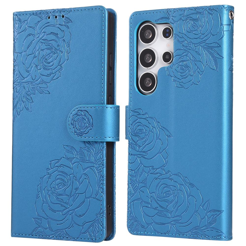 Für Samsung Galaxy S25 Ultra Hülle Rose Blume Brieftasche PU Leder Handyhülle mit 3 Kartenfächern