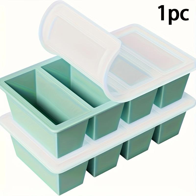 1pc Silicone Freezer Tray with Lid Durable Kitchen Storage Container for Soup BrothSauces Stackable Prep Freezing HomeDaily Use