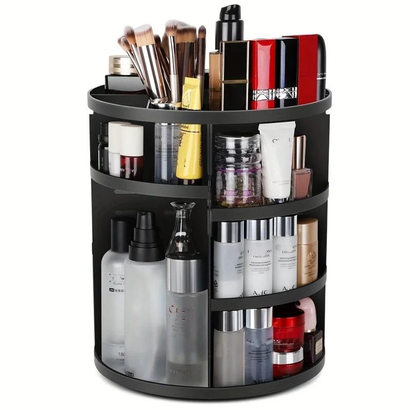 

360° Rotating Makeup Organizer, Spinning Bathroom Organizer Countertop, organizer for cosmetics,Cosmetic Holder Shelf,(Clear) чорний