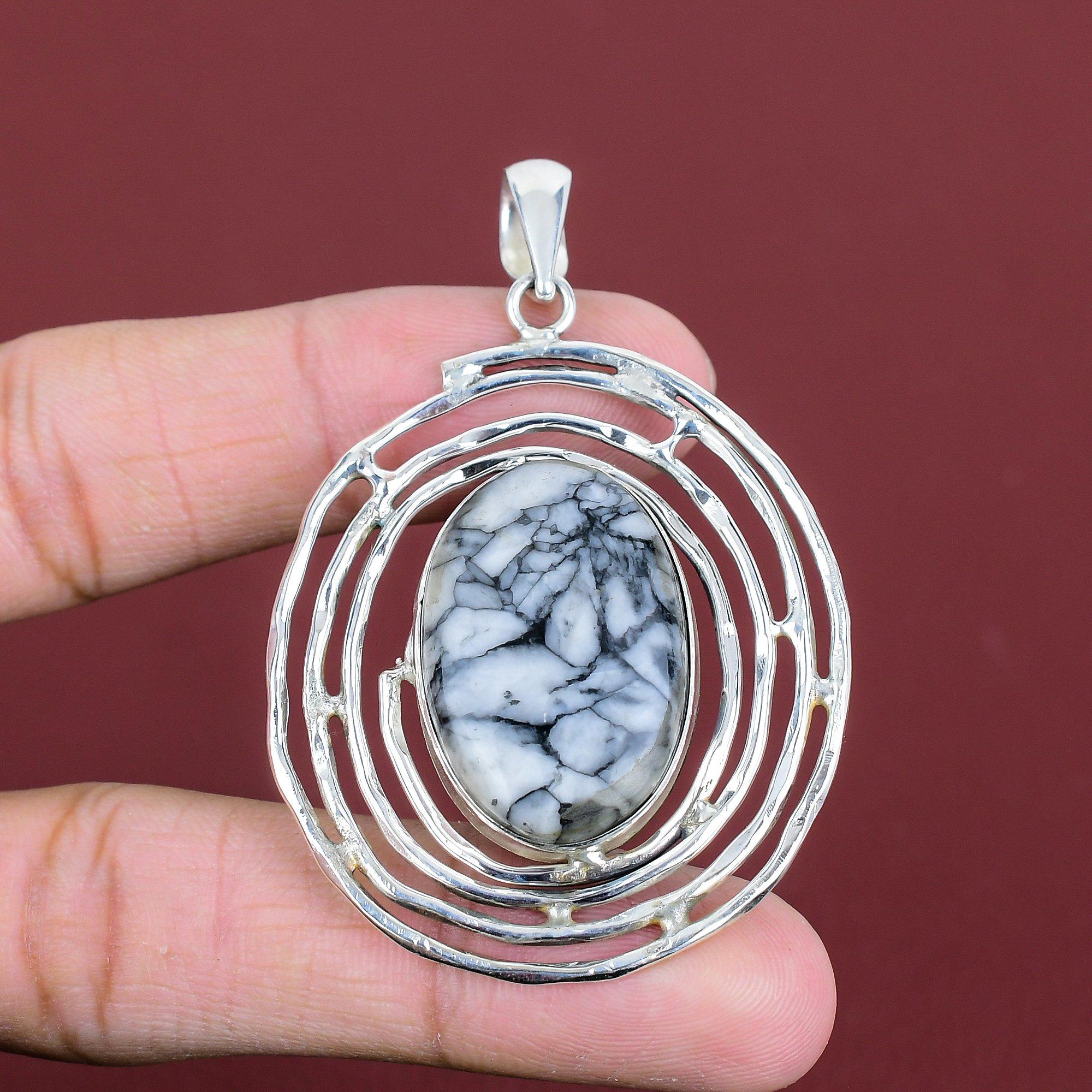 

Pinolith jasper pendant very pretty gemstone pendant 925 sterling silver pendant elegant jewelry handmade statement pendant gifts for friend