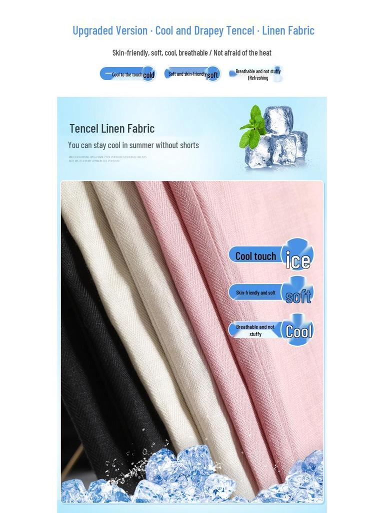 2026 Summer Women's Wide-Leg Cotton Linen High-Waist Casual Pants with Sun Protection