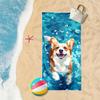 Custom Corgi Dog Beach Towel Swimming Pet Print Microfiber Sand Free Bath Towel Quick Dry Soft Travel Pool Accessory