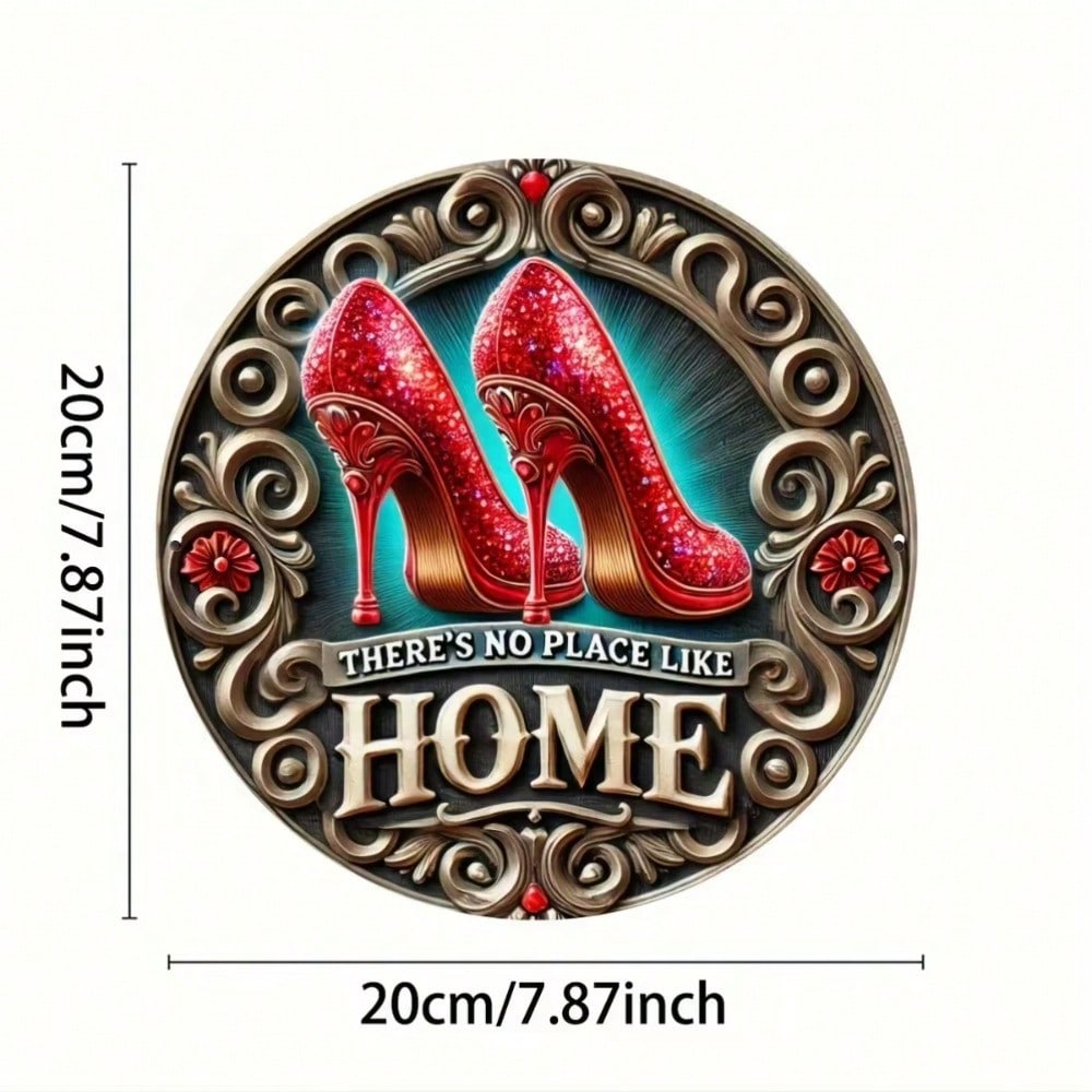 1PC Red High Heels Shiny Iron Wall Art Home Quote Sign Women Gift Garden Decor