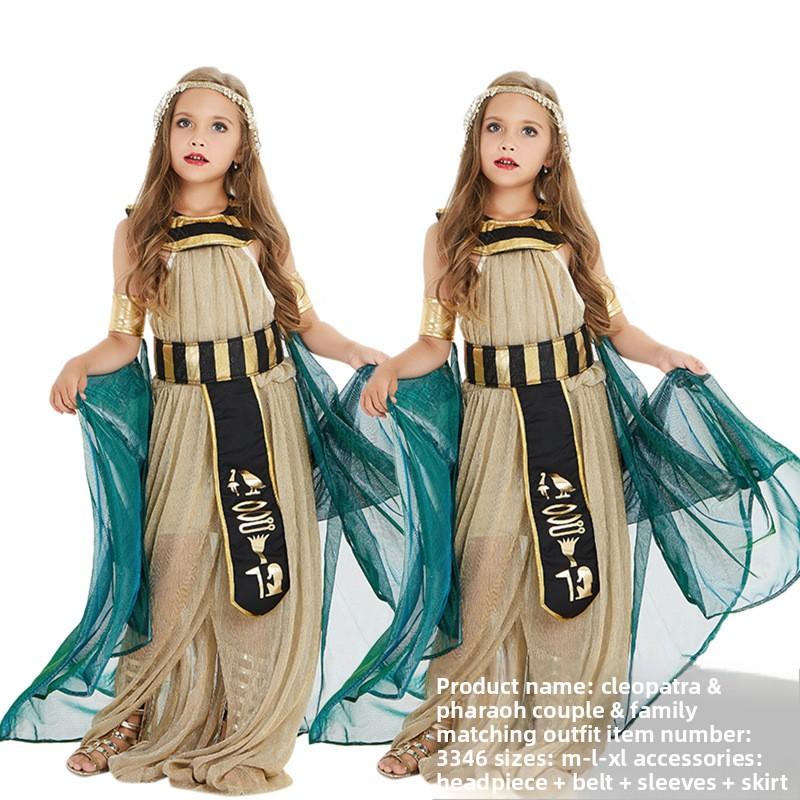 Adult Couple Egyptian Pharaoh Cleopatra Costume Halloween National Style Stage Performance Wear M