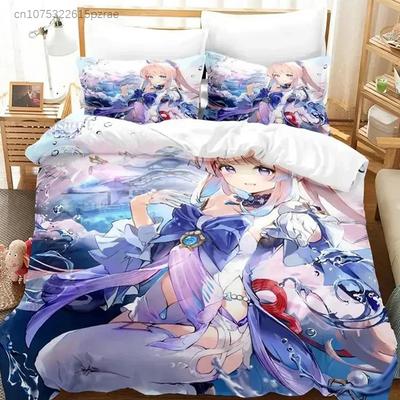 Anime Genshin Impact Sangonomiya Kokomi Bedding Set Bedroom Soft Modern Bedspreads Comefortabl Duvet Cover Quilt Pillowcase