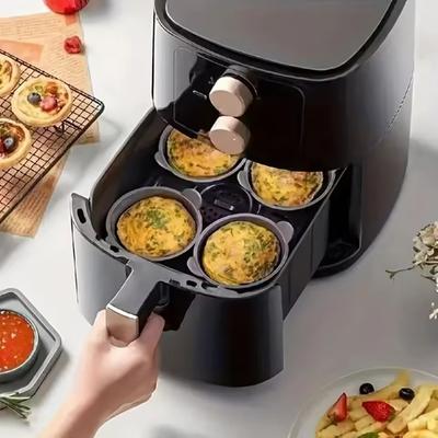 2/4Pcs Silicone Air Fryer Baking Ramekins Muffin Egg Poacher Cupcake Baking Cups Nonstick Easy Release Microwave Oven Moulds