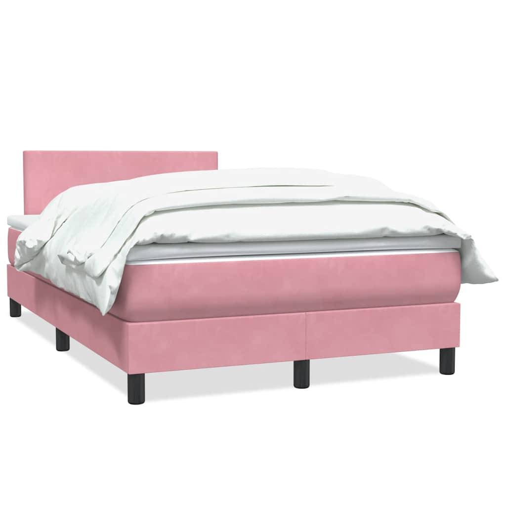 Box Spring Bed with Mattress Pink 120 x 220 cm Velvet