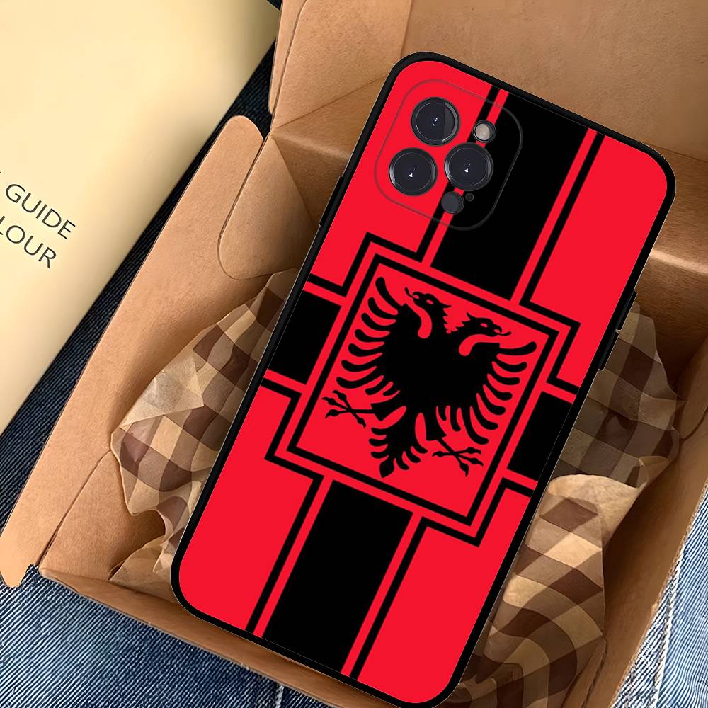 

Албания Албанцы Флаг Чехол для Телефона Для Iphone 16 15 17 13 14 12 11 Pro Max Plus Черный Чехол iPhone 17 Pro