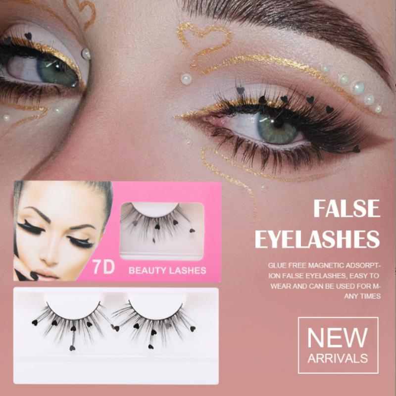 False Eyelashes Makeup Tools Natural Long Thick Volume Eyelashes Beauty Fluffy Eyelashes Sequin Flower Christmas  Eyelash Party Eyelashes