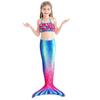 Ensemble de maillot de bain 3 pièces pour filles sur le thème de la sirène pour tout-petits Style mignon Bikini triangle 110-150 cm
