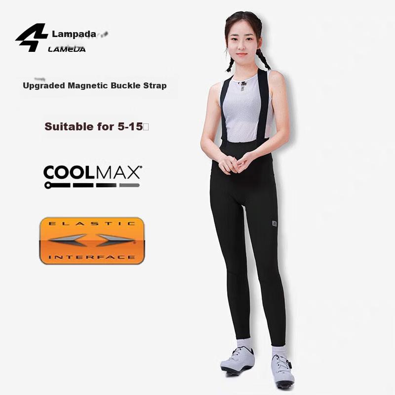 Double Arrow Cycling Bib Pants Magnetic Buckle Autumn Winter Women's Road Bike Warm Black L