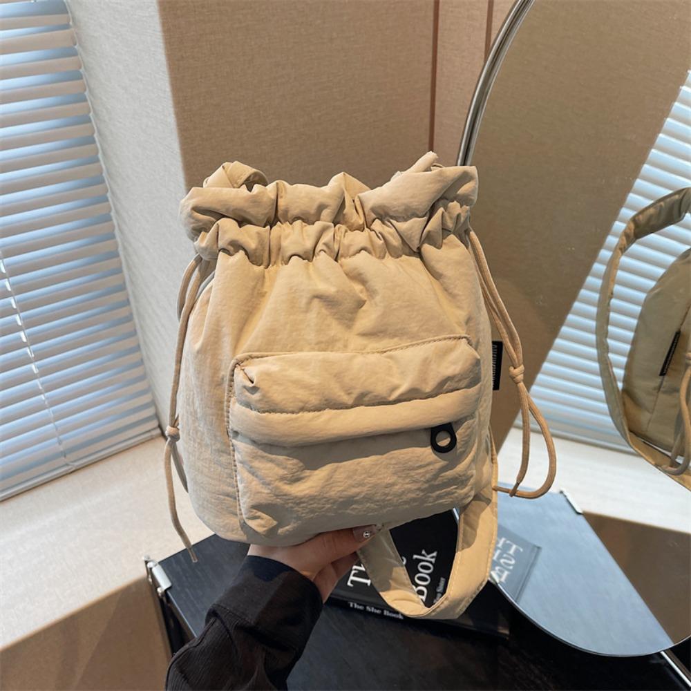 Simple Drawstring Bag Commute Nylon Handbag Portable Shoulder Bag  Outdoor