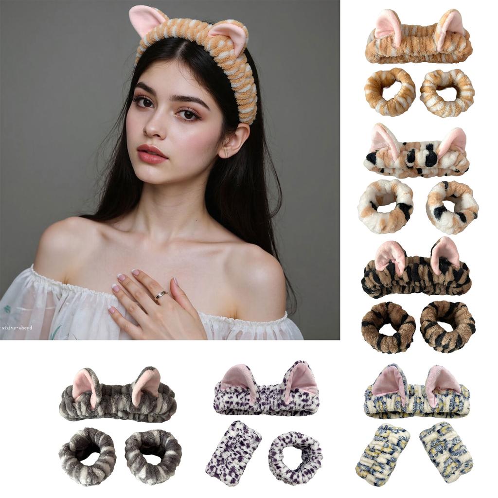 Popular Furry Plush Hairband and Wrist Wash Band for Female Everyday Use Face Washing Makeup Mask Application Headwear