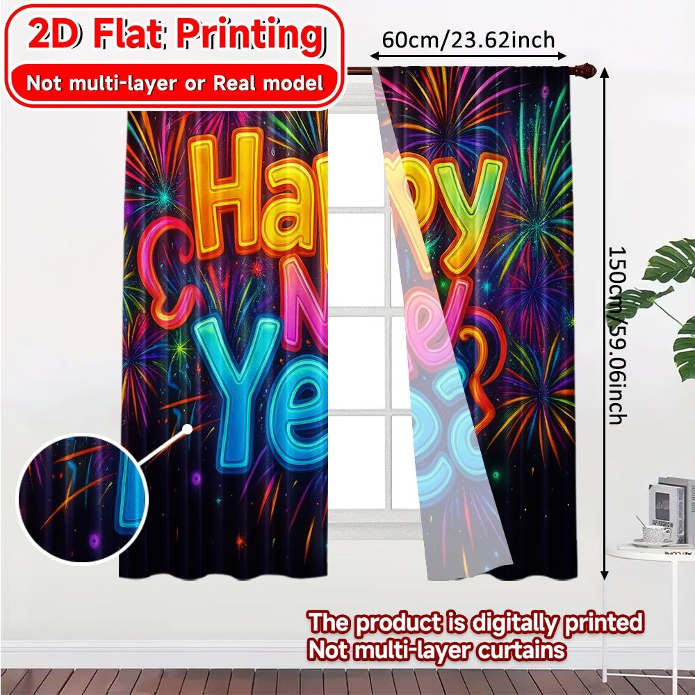Modern Flat Printing Newyearjoy Curtains Durable Polyester Gifts Perfect Living Room Home Light Filtering Set Of 2 Made Great Decor