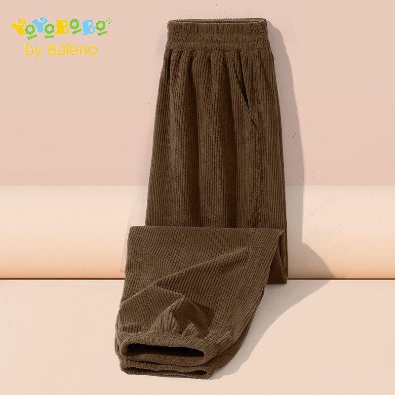 Baleno Kids Ybb Series Girls  Corduroy Pants Children s Autumn and Winter Warm Casual Pants with Fleece Lining [Thin Section] Coffee # Solid Color 110