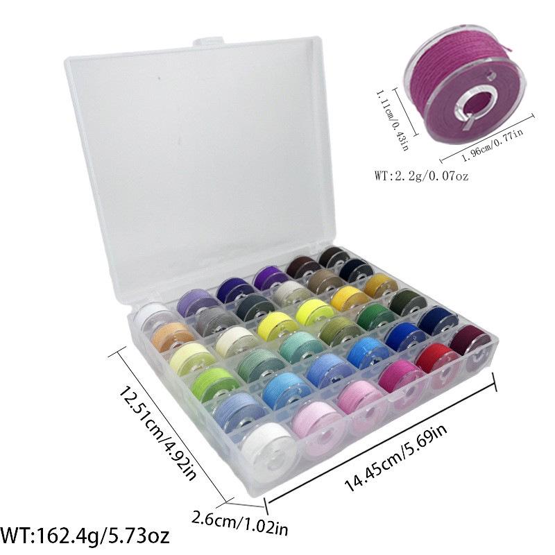 Multi-Specification Household Bobbin Set: Colored Transparent and Metal Bobbins with Thread