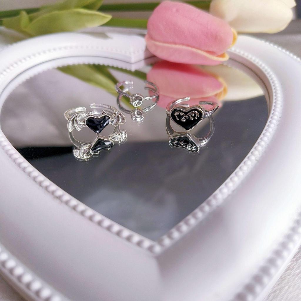 Custom Dark Niche Devil Love Ring - Trendy Hip-Hop, Stacking Cold Style, Open Design for Women